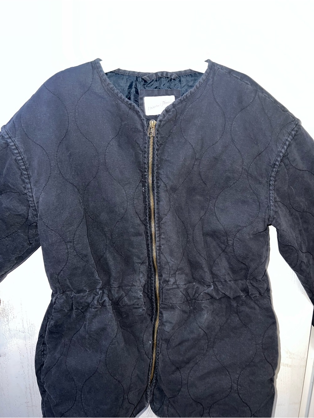 Universal Thread Black Quilted Jacket with Brass Zipper